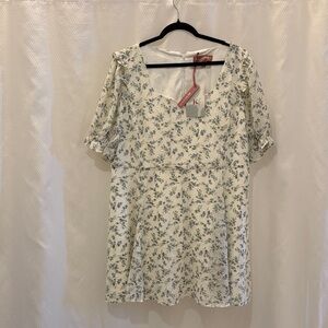 JessaKae Cream and Gray Floral Dress